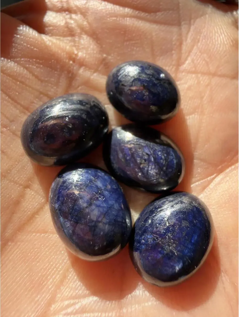 GEMS Set of 5 Natural Unheated Lavender Blue Star Ruby Oval Cut Gemstones